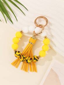 1pc Tropical Print Bohemian Style Silicone Keychain Gift - Multicolor - View 6