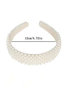 1pc Elegant Street Style Pearl Headband, Versatile Lady's Fashion Hair Accessory, Suitable For Daily Wear,Hairband,Hair Hoop Headbands Head Accessories - White - View 4
