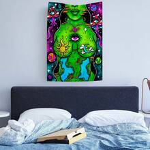 1pc Portrait Of Nature Scenery Hanging Tapestry, Polyester Decorative Wall Hanging For Living Room, Bedroom, Office, Dorm, Party, Kitchen - Comes With 3 Wall Nails And 2 Clips