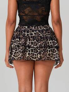 Women's Summer Lace Floral Skirt High Rise Tiered Ruffled Flowy Short Mini A Line Skirt Streetwear - 彩色 - 查看 9