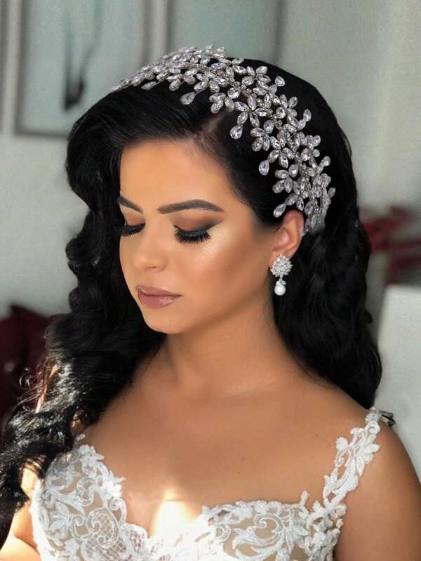 1 buc. Bentiță de mireasă de cristal, accesorii elegante de păr de nuntă, bijuterii de modă cerc de păr strălucitoare, potrivite pentru banchet, petrecere de dans, cadouri de festival, lucrate manual