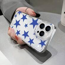 1pc Transparent Large Hole Astronaut Case, 2nd Generation, Full Screen Blue Star Design Soft Silicone Phone Case Compatible With IPhone 15, 16 Pro Max, 13/12/11, Anti-Drop Protection Waterproof Shockproof Scratch Resistant - Multicolor - View 2