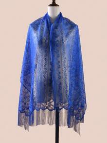 1pc Women's Versatile Paisley Floral Lace Scarf, Breathable Polyester Solid Color Lightweight Long Scarf For Head Wrap, Shawl, Neck Scarf, Wedding, Party, Beach - Multicolor - View 14