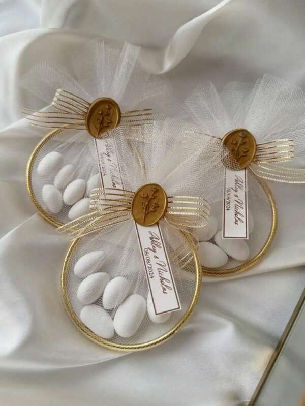 1/5/10 pezzi, 75 mm Accessori decorativi in cerchio dorato, fatti a mano, personalizzati, come regali di nozze o oggetti da regalo