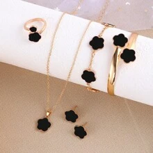 1 Set Lucky Star Bracelet, Necklace, Earrings, Bracelet, Ring 5pcs Jewelry Suit, Suitable For Party, Holiday Gifts, Daily Wear