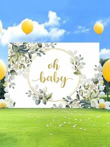 1pc Newborn Shower Photography Backdrops Watercolor Gold Green Eucalyptus Leaves Photo Background 59.1*39.4/82.7*59.1/106.3*70.9 Inches Sons Daughters Birthday Party Banner Indoor Outdoor Wedding Decoration Supplies