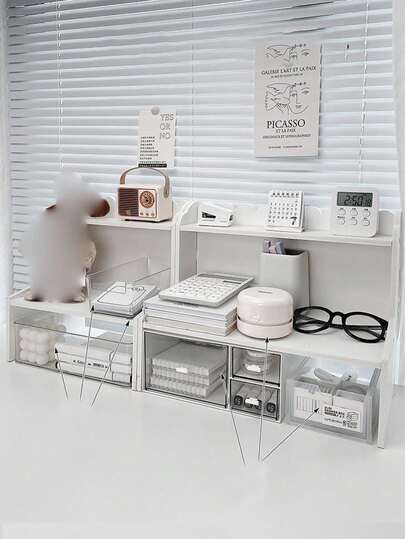 1 db kétszintes asztali kijelző állvány, többfunkciós asztali rendszerező kozmetikumokhoz, irodához, kollégiumhoz, írószer tárolására