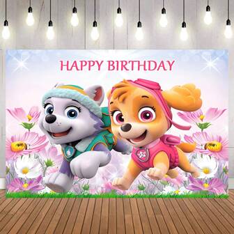 Paw Patrol 授权 1 件 PAW Patrol 生日派对蛋糕桌用品装饰背景布横幅完美装饰生日派对房间墙壁背景布照相亭工作室道具 82.7 * 59.1/59.1 * 39.4/39.4 * 29.5 英寸