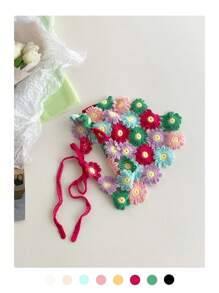 1 Stück Damen Sommer Strandschal, Boho-Stil gestrickter dreieckiger Kopfwickel, handgefertigter gehäkelter Stirnband, ländlicher Stil Kopfwickel Bandana Haartuch