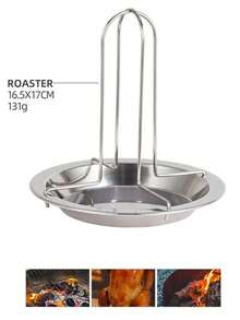 1pc 户外露营加厚烤鸡盘，叉鸡烤架，碳钢烘焙不粘烤鸡盘。用于在光波炉和热烤箱中烘烤和支撑烤鸡，底座用于存放辅助材料，以在鸡肉内部产生烟熏效果，从而达到更好的口感。烧烤工具，户外烧烤，厨房小工具。 - 彩色 - 查看 4