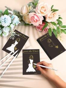 1set 20pcs Bridal Party Games - 20 The Dress Bridal Party Games For Guests - Black Gold Fashion Cute Wedding Decoration Party Supplies Game Creative Hot Stamping Black Card Bridal Shower The Dress Set Hand Painted Wedding Card Wishing Card With Pen Summer Birthday Gifts Beach Back To School School Supplies Room Decor