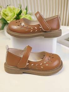 Girls' Brown Leather Shoes, New Spring & Autumn Children Princess Shoes, Girls' Soft Bottom Flats - Brown - View 7