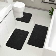 1pc/3pcs Set Stone Texture Embossed Solid Color Machine Washable Memory Foam Absorbent Non-Slip Bathroom Mat, 1pc Or 3 Pieces Set, Suitable For Bathroom, Toilet, Bathroom Entrance Bathroom Decor Fall Decor Carpet Bathroom Accessories - Multicolor - View 23