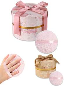 3.7Inch Powder Puff Gifts Favor, Body Powder Puff For Dusting Powder, Women Powder Puff With Storage Container For Bath, Body Powder Applicator And Oversize Powder Puffs For Body Powder - Multicolor - View 1