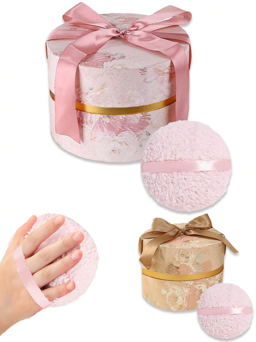 3.7Inch Powder Puff Gifts Favor, Body Powder Puff For Dusting Powder, Women Powder Puff With Storage Container For Bath, Body Powder Applicator And Oversize Powder Puffs For Body Powder - Multicolor - View 1