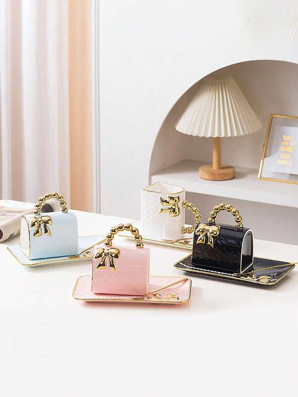 1 pezzo Tazza a forma di borsa in ceramica creativa, tazza per acqua, colazione, caffè per uso domestico