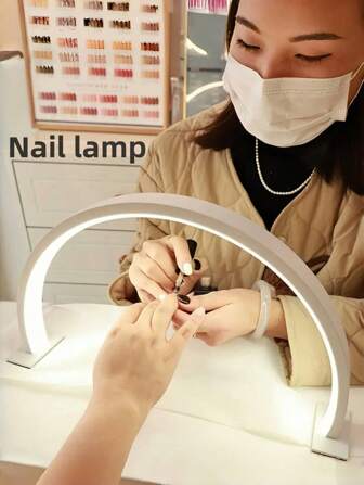 1pc Aluminum Alloy LED Desk Lamp, Half-Moon Shape, USB Powered, 3-Color Dimming, Convenient Portable, Suitable For Nail Care, Lash Extension, Tattoo Illumination, Fashion Design, Nail Care Lighting, Modern Desk Lamp