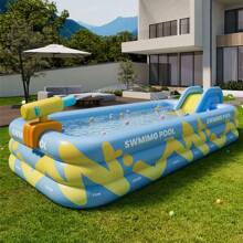 1pc Inflatable Swimming Pool, Outdoor Backyard Pool, Indoor Bathtub, Pink Or Blue Color Optional (Only The Swimming Pool Is Included, No Other Accessories Are Included, The Slide Needs To Be Purchased Separately), Beach Essentials, Beach Accessories, Pool Float