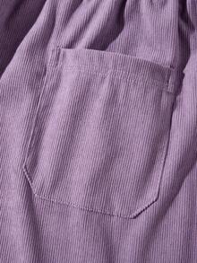 Men's Letter Graphic Drawstring Waist Pocket Casual Shorts - Mauve Purple - View 9