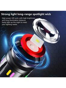 1PC Super Bright LED Flashlight - 10000mAh Big Capacity Battery, USB Rechargeable Durable Torch For Outdoor Adventures, Blackout, Car Repair, Hiking (3 Modes)