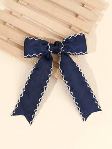 1 pieza Lazo de pelo azul marino para niñas, hebilla de cocodrilo con lazo de cinta de grosgrán de unicolor, elegante accesorio de pelo para bodas, fiestas, vacaciones, para bebés, niños pequeños y niños, accesorios para el cabello