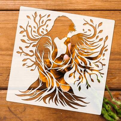 1 pieza Plantilla de árbol femenino para pintar en letreros de madera, plantilla grande de 11.8" del Árbol de la Vida femenino, plantilla decorativa reutilizable de patrón de árbol de plástico para proyectos de arte y decoración del hogar DIY en lienzo y tela