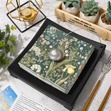 20 Stücke/40 Stücke/60 Stücke/Set, Retro-Blumen-Papierhandtuch, Retro-Frühlingsblume, Einwegserviette, Tulpenblumen-Papierhandtuch, grüne Pflanzendekoration, Mittagessen-Serviette, Partyzubehör, Tischdekoration, 6,5 x 6,5 Zoll