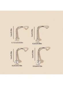 1/4pcs Fashion Chic Simple 316L Stainless Steel Cubic Zirconia Round Nose Rings, Versatile Disposable Body Piercing Jewelry Nose Stud, Suitable For Women's Daily Wear Gift