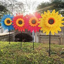 Plastic Wind Spinners Outdoor, Sunflower Decoration Windmill For Yard, Garden, Lawn