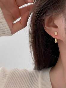 1 对简约优雅水滴形前后款耳环，适合女士，适合日常、通勤、轻商务、舞会、宴会、约会、派对、时尚高端装饰珠宝