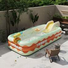 Inflatable Swimming Pool, Various Size Foldable Circular Pools, Thicker PVC Outdoor Inflatable Pools, Slides & Play Pool For Water Fun, Beach Essentials, Beach Accessories, Pool Float