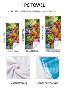 1pc Forest Animal & Dinosaur Pattern Beach Towel, Ultra-Soft Microfiber Quick Dry Absorbent Towel Suitable For Swimming, Vacation, Travel, Outdoor Camping Summer Travel, Vacation Holiday Bathroom Decor Beach Essentials