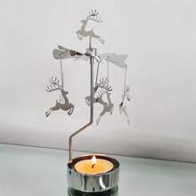 Custom Elegant Reindeer Rotate Candlestick Metal Plated Christmas Deer Tealight Candle Holder Rotary