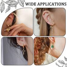 10pcs Gold Stainless Steel Ear Clip Earrings, Spring Clasp, Titanium Steel Hoop Clip Earrings - Yellow Gold - View 4