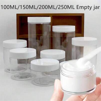 1pc/6pcs Plastic Wide-Mouth Storage Jars,Transparent High Quality Bottles For Nail Art, Beadwork, Organizer, 100ml/200ml/250ml