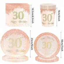 50pcs/80pcs Rose Gold 30 Birthday Party Decoration For Her Tableware Set 30th Birthday Plates And Napkins Party Supplies 30 Years Old Paper Plates Cups Napkins Kit Vintage 1995 Birthday Decorations For Women