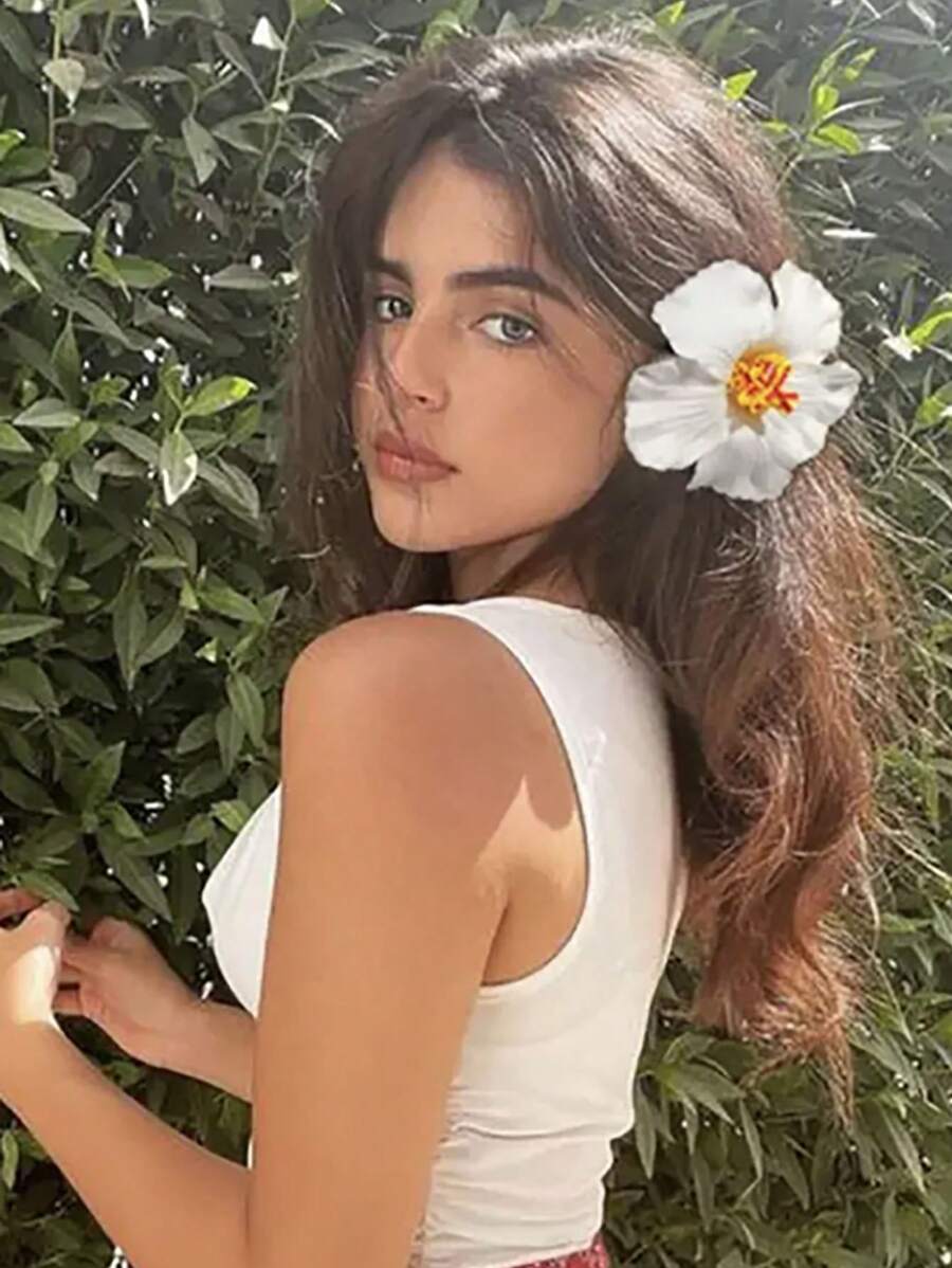 1-3 buc/set accesorii pentru agrafe de păr cu flori de hibiscus pentru întoarcerea la școală, ornament simplu și casual pentru plajă, agrafă de păr florală din rășină dulce, la modă, agrafă de păr pentru plajă, gheară de păr cu hibiscus alb, potrivită pentru naveta, vacanță, călătorie, decorarea ținutelor de plajă