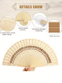 Set di 24 pezzi/12 pezzi/4 pezzi di ventagli manuali pieghevoli in legno, include ventagli in legno con disegno di girasoli, biglietti di ringraziamento, nappe, sacchetto in organza, ventagli manuali tagliati a intaglio in legno di sandalo, adatti per matrimoni, addii al nubilato, omaggi per feste, regali per gli ospiti del matrimonio