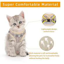 Cat Harness Vest And Small Dog Harness Vest, All-Weather Mesh Chest Harness, Cat Harness Vest With Reflective Strips, Step-In Adjustable Chest Harness, Suitable For Small Cats (Multiple Color Patterns) - Khaki - View 3