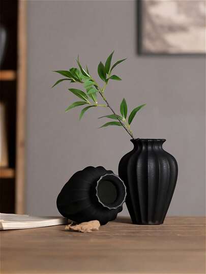 1PC Shatterproof Faux Ceramic Plastic Vase, Moderne Minimalist Home Wit Gestreepte Textured Cylindrical Elegante Multi Functional ative Flower Vase Wedding, Office, Seasonal Displays, Year Round Indoor/Outdoor Room Glass view 10