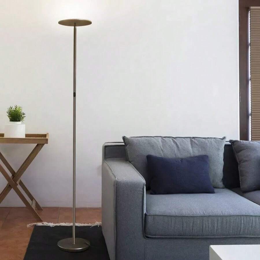 Sky Flux Modern Dimmable Integrated LED Torchiere Floor Lamp Brushed Nickel: 67 "Torchiere With Adjustable Head And Touch Sensor - 1 - View 1