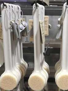 1 White Long Handle Bath Brush, Multi-Functional Back Exfoliating And Shower Cleaning Brush - White - View 1