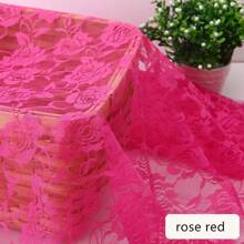 Lace Fabric In Multiple Sizes & Colors: 59inch*39.37inch /150cm*100cm /150cm*200cm /150cm*300cm /150cm*500cm Floral Rose Knitted Lace Fabric, Non-Stretch, Black, White, Beige, Sky Blue, Burgundy, Pink, Purple, For DIY Clothing, Wedding Dress, Sewing, Home Curtain, Door Curtain, Wedding Decor, Party Decor, Sports Festival Headpiece, Ribbon Decorations