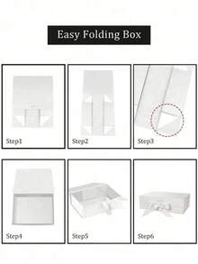 1 件可折叠磁扣礼品盒、纯色可折叠礼品盒、婚礼派对丝带礼品盒、白色、粉色、黑色包装盒、婚礼纪念品礼品盒、翻盖丝带礼品盒、万圣节、感恩节、圣诞节礼品盒、适合生日派对、节日派对礼品盒、婚礼礼品收纳盒、圣诞节