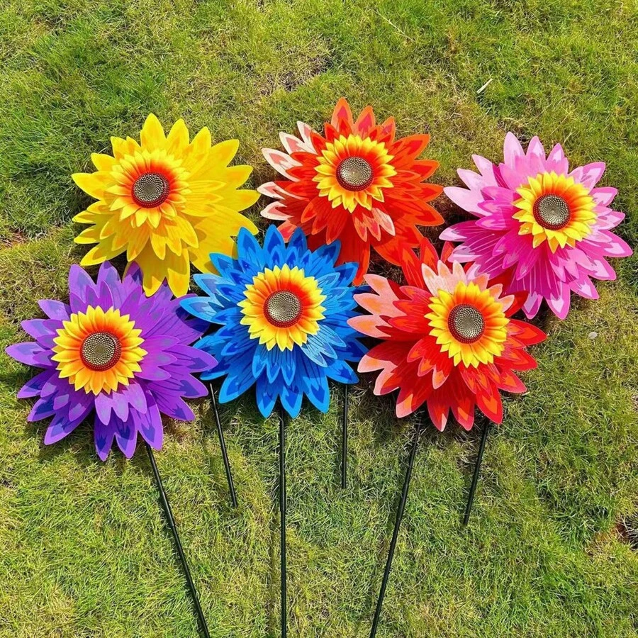 Plastic Wind Spinners Outdoor, Sunflower Decoration Windmill For Yard, Garden, Lawn