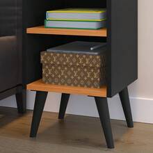 Compacta Max Bedside Table With Niche And Cell Phone Holder - 黑色 - 查看 5