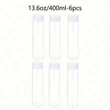 6 Packs 13.6 OZ (400 Ml) Clear PET Plastic Juice Bottles With Black Lids- Plastic Smoothie Bottles Ideal For Juice, Milk And Other Beverage,Empty Plastic Juice Bottles With Leak-Proof Caps Clear Water Bottle, For Outdoor, Camping