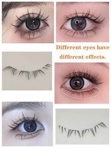 80 piezas de pestañas postizas naturales para parte inferior de los ojos, aspecto natural, adecuadas para principiantes, rizo C, color negro, tallo transparente y suave, pelaje de visón falso - C - Ver 2