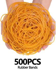 Strong Elasticity 500pcs Yellow Multi-Purpose Rubber Bands, Diameter 38mm Bubble Ring, Elastic Bands, Natural Rubber For Office, School & Home Use, Made Of Synthetic Rubber Back To School
