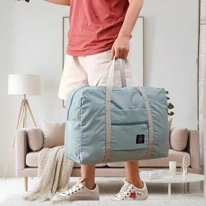 1个大容量可折叠旅行收纳包，休闲轻便拉链多口袋行李整理包，便携式运动包，多功能健身手提包，旅行收纳包，多种颜色可选